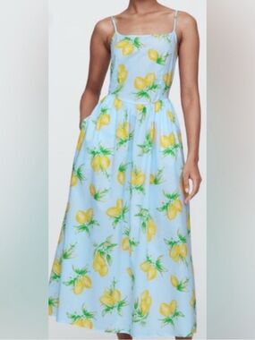 GAP Light Blue Lemon Print Maxi Dress